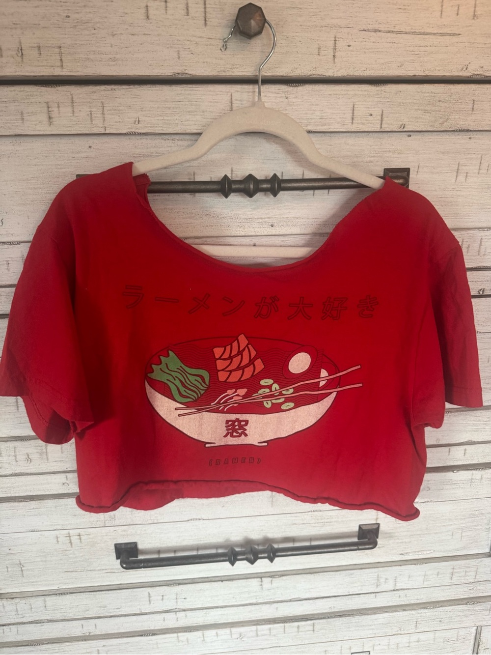 Urban Outfitters Red Ramen Graphic Cropped Tee